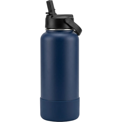 Zptwv Wide-Mouth Insulated Bottle with Folding Straw Lid 32 oz Navy - Product view