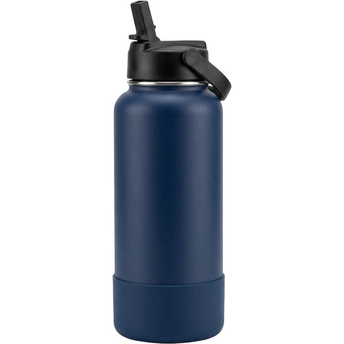Zptwv Wide-Mouth Insulated Bottle with Folding Straw Lid 32 oz Navy - Product view